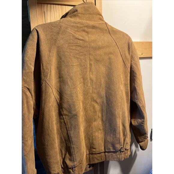 Casual Club VTG Men’s Large Brown Suede Leather Long Sleeve Zip Jacket Outdoor - Picture 11 of 12